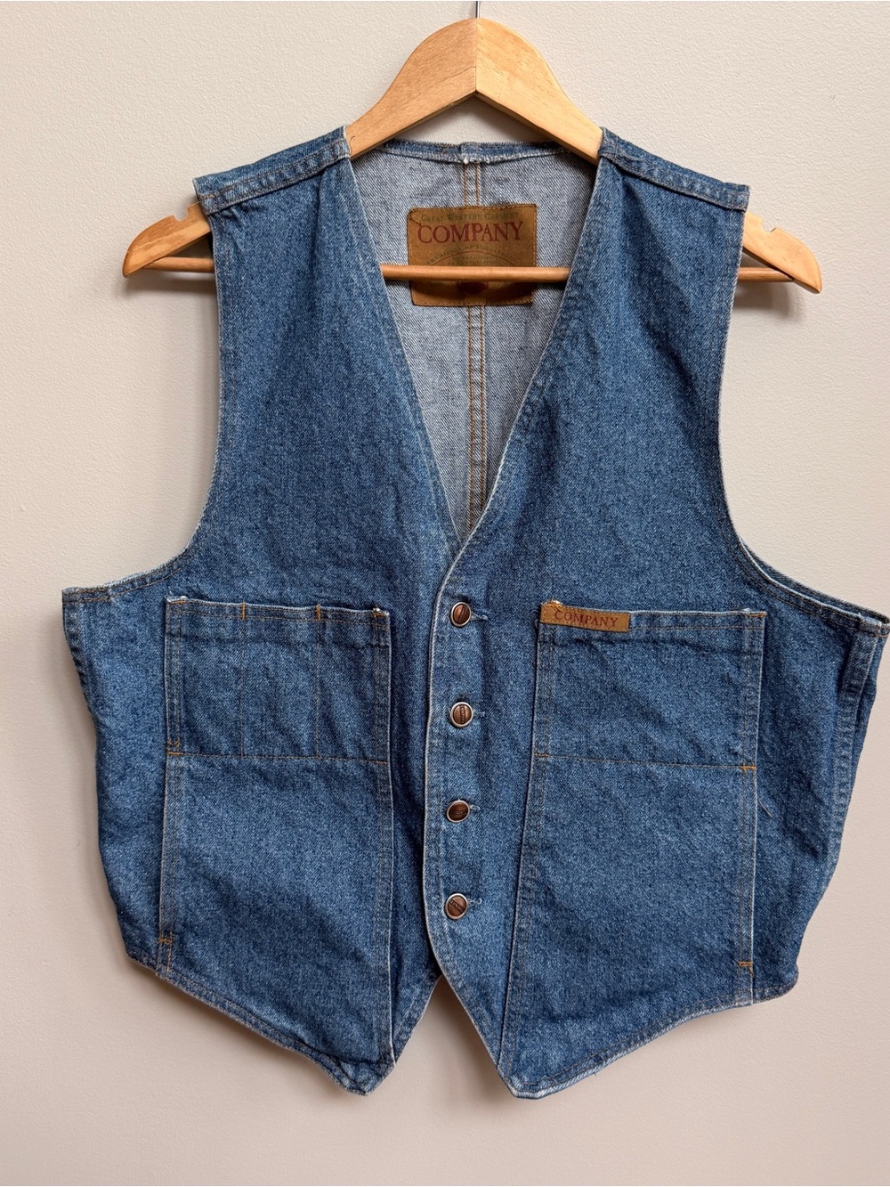 Denim Vest - Blue Workwear Vest for Men L/XL